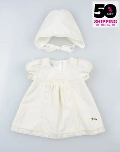 RRP€195 HARMONT & BLAINE Junior Velour Bonnet Cap & Dress Set Size 9-12M - Imagen 1 de 2