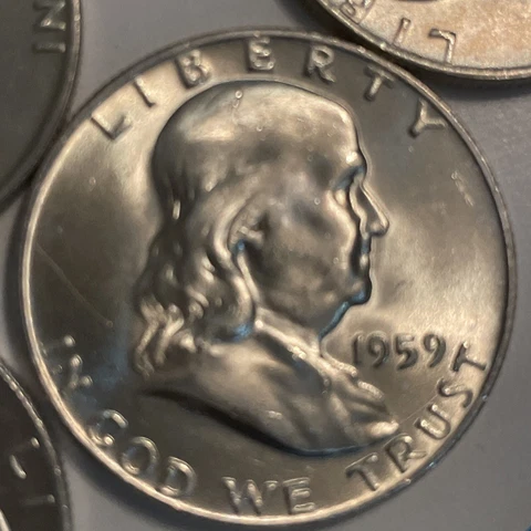 1959 D FRANKLIN HALF DOLLAR BU UNCIRCULATED Roll Cover