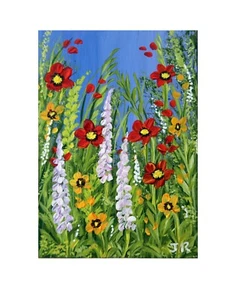 ACEO Original Miniature Painting: "Wild Flower Meadow" by Judith Rowe - Picture 1 of 3