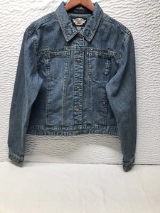 Harley-Davidson Studded Embroidered Jean Jacket Women's XL Blue - Picture 1 of 10