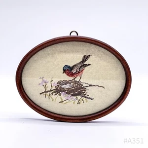 Vintage Gobelin Tapestry Strickbild From Mary Get Toys Chaffinch “1984, Framed - Picture 1 of 11