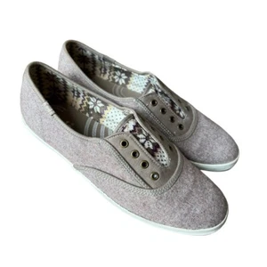 Sneakers senza lacci Keds donna misto lana marrone Fair Isle slip on, taglia 8 - Foto 1 di 9