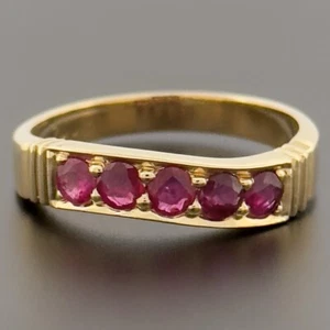 18ct Yellow Gold 0.50ct Ruby Eternity Band Ring Size N 1/2 - Picture 1 of 10