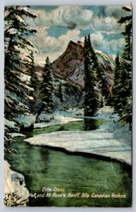 Echo Creek, Mount Rundle Banff Canadian Rockies, Antique Oilfasism Art Postcard - Picture 1 of 2