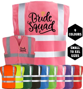 BRIDE SQUAD Bride Hen Do Party Night Wedding Hi-Vis Funny TShirt Vest - Picture 1 of 18