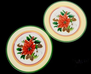 Villeroy Boch Juego de Navidad 2 Platos de Cena Francés Noel Floral Piña Acebo - Imagen 1 de 7