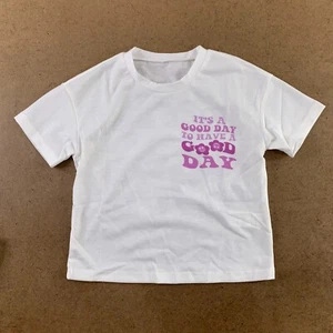 Shein Girls US Size 4 White It's A Good Day Short Sleeve Graphic T-Shirt New - Picture 1 of 5