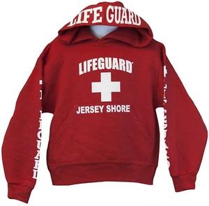 Lifeguard Kids Jersey Shore NJ Life Guard Sweatshirt Red Life Guard Boys Girls - Picture 1 of 2