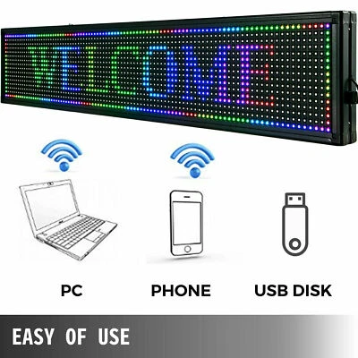 40x8" LED Advertising Sign 7 Colors Programmable Scrolling Message Display Board - Image 1 of 4