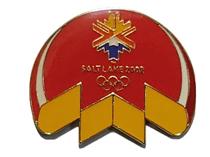 2002 SLC Salt Lake City Olympische Spiele Logo Olympische Ringe rote Mütze Anstecknadel - Bild 1 von 1