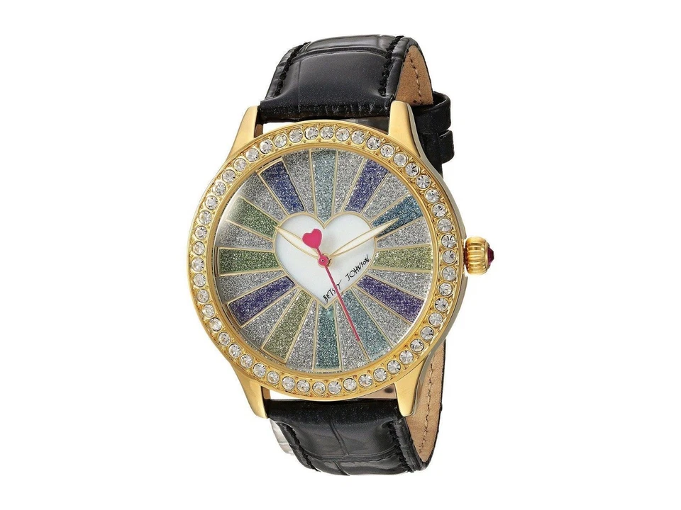 Betsey Johnson Women's 42mm Spreading The Love Glitter Watch Bj00131-115