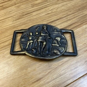 Vintage Unbranded Family Scene Belt Buckle KG JD - Picture 1 of 10