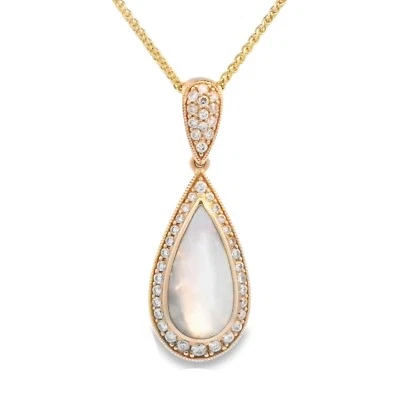 Colgante Kabana de oro amarillo de 14 quilates con diamantes de 0,30 quilates madreperla blanca Foto 1 de 4