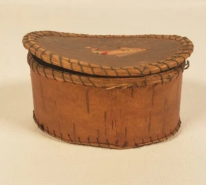 Vintage Porcupine Quill Birch Trinket Box, Indigenous Quills Missing AS IS  A65 - Imagen 1 de 5