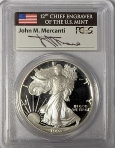 1994-P Proof American Silver Eagle PCGS PR 69 DCAM Mercanti Label - E23 - Picture 1 of 2