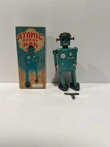 Vintage 1997 Atomic Man Robot Turquoise Green Schylling Collector Series W/ Key - Picture 1 of 12