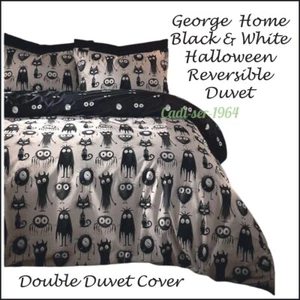Halloween Double Duvet Cover Set Black and White Reversible Duvet Cover Set NEW - Picture 1 of 24