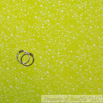 BonEful Fabric FQ Cotton Quilt Green Spring Flower White Heart Star Polka Dot UK - Image 1 of 4