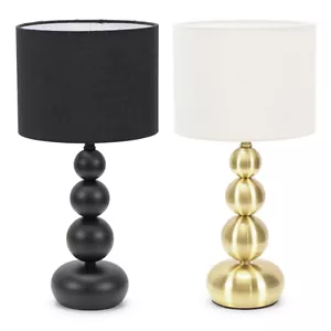 Modern Table Lamp Stacked Ball Base Bedside Lounge Light Drum Lampshade LED Bulb - Picture 1 of 12