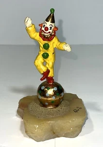 Ron Lee signierte Vintage '81 Zirkus Clown balancierend stehend auf Ball Figur 24K Onyx - Bild 1 von 9