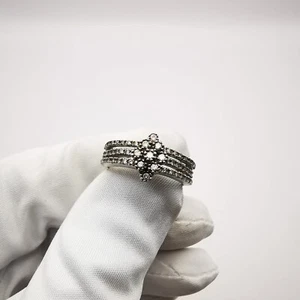 Anello Donna Argento Sterling 925 Vintage con Zirconi Cubici, Gioielli 4,5 g - Foto 1 di 7