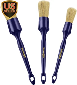 Car Detailing Brush Set, 3 Pack Ultra Soft Boars Hair Detailing Brushes for L... - Picture 1 of 1