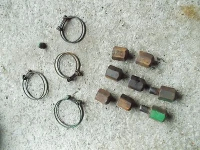 John Deere B A G Tractor JD (4) vintage hose clamps & (8) special frame nut nuts - Image 1 of 4