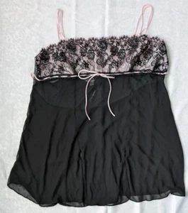 Avenue Body Black Pink Lace Sheer Babydoll Slip Dress Lingerie Plus Sz 3X 30 32 - Picture 1 of 11
