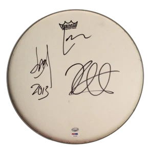 METALLICA (X3) SIGNIERTES AUTOGRAMM 14" DRUMHEAD KIRK HAMMETT LARS ULRICH + 1 PSA COA - Bild 1 von 2