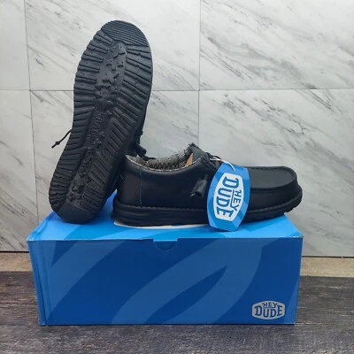 Hey Dude Wally Mono Leather Black Slip On Shoes 40632-001 Men's Size 8 - Image 1 of 4