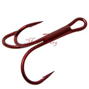 30/60pcs Sharpened Treble Hook Red Coarse Fishing Powerbait Trout Hooks #1-10 - Picture 1 of 12