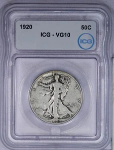 1920 Walking Liberty Half Dollar 50C ICG VG10 - Picture 1 of 4