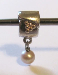 Authentic Pandora Sterling Silver/14K Grapevine Blush Pearl Dangle Bead 790324NP - Picture 1 of 6