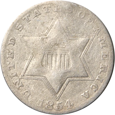 1854 Three (3) Cent Silver - Image 1 of 2