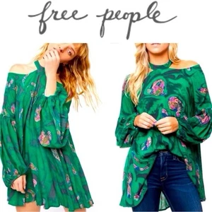Free People Drift Away Cold Shoulder Floral Mini Dress Size Xs  Boho Bohemian - Picture 1 of 9