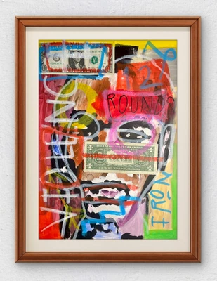 Mike Tyson Vibrant Abstract Expressionism 12" X 16" Original Art On Art Paper - Image 1 of 4