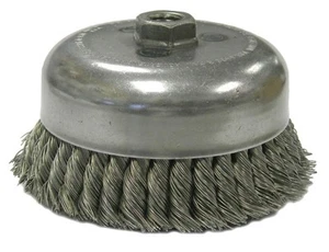 Weiler 13156 3-1/2" Knot Wire Cup Brush .023 Wire 5/8"-11 Arbor Nut - Picture 1 of 2