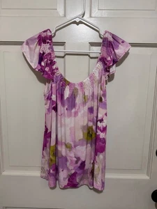 Soma Cool Nights Damen Nachthemd rosa/lavendel Blumen gesmokter Ausschnitt M neu mit Etikett - Bild 1 von 5