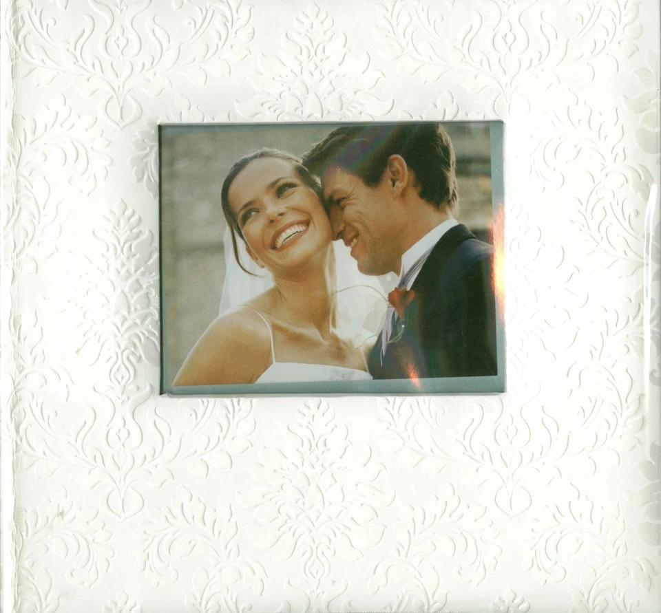 9" x 8.5" Cream White Embossed Wedding Blank Photo Album 100 Pages - Image 1 of 1