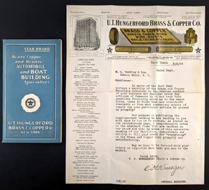 U T Hungerford Brass & Copper Co Letterhead And Star Brand Catalog Booklet 1922 - Picture 1 of 15