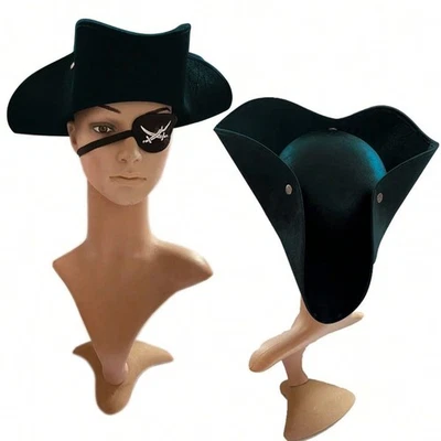 Halloween Pirate Hat Vintage Captain Tricorn Hat Masquerade Party Cosplay Hat - Image 1 of 4