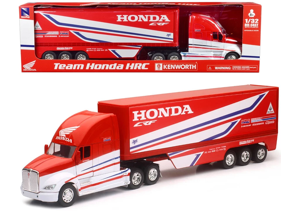 2023 Kenworth Semi-Truck Red & White Team Honda HRC 1/32 Diecast Model New Ray - Image 1 of 2