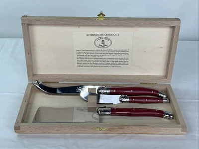 Juego de cuchillos para queso Laguiole de 3 piezas de acero inoxidable en caja original, Francia Foto 1 de 4