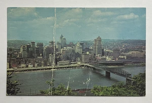 Skyline de Pittsburgh Pennsylvania desde el monte Washington postal vista aérea sin publicar - Imagen 1 de 3