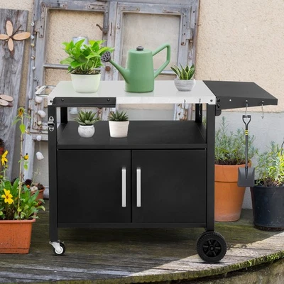 Grill Patio Dining Cart with Storage,Rolling Bar Cart Kitchen Camping Island - Image 1 of 4