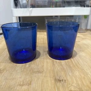VTG 2 Libbey Metropolitan Cobalt Blue Round Bottom 12oz Rocks Water Bar Glasses* - Picture 1 of 6