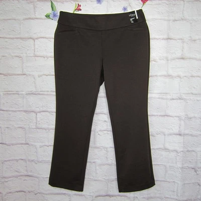 NUEVO CON ETIQUETAS 7th Ave Design Studio New York & Co Whitney Ponte Pantalones Marrón Talla XL Petite Foto 1 de 4