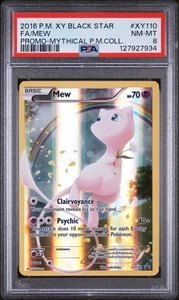 PSA 8 Mew #XY110 Full Art 2016 Pokemon XY Black Star Promo Mythical PMC NEW CERT - Picture 1 of 2