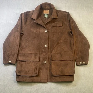 Lauren Jacke Damen L braun Microsuede Knopfleiste Reitsport weiche Tasche - Bild 1 von 15