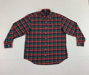 Vineyard Vines Shirt Size Large Plaid Long Sleeve Button Down Red Green Flannel - Picture 1 of 9